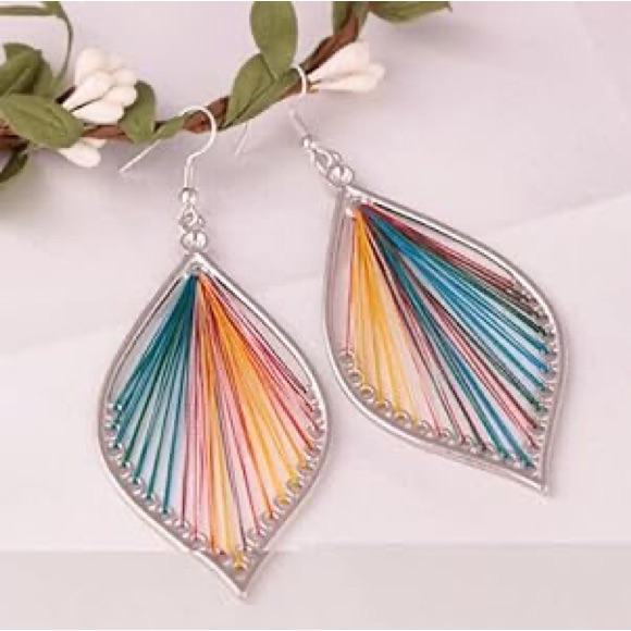 Colorful Silver Wire Earrings For Women